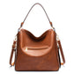 Red Womens Soft PU Leather Hobo Bag - Large Casual Tote Handbag with Adjustable Crossbody Strap