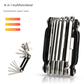 Black and Silver 16 in 1 Bicycle Repair Multi Tool - Compact Folding Bike Tool Kit with Chain Breaker for MTB Road Cycling