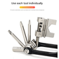 Black and Silver 16 in 1 Bicycle Repair Multi Tool - Compact Folding Bike Tool Kit with Chain Breaker for MTB Road Cycling