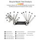 Black and Silver 16 in 1 Bicycle Repair Multi Tool - Compact Folding Bike Tool Kit with Chain Breaker for MTB Road Cycling