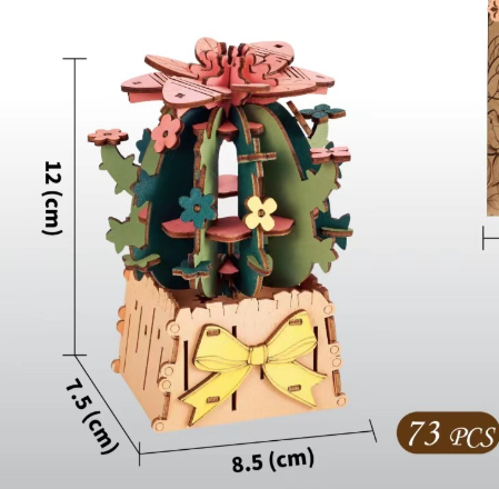 DIY 3D Wooden Cactus Puzzle Toy - Colorful Kids&