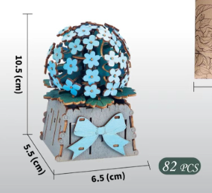 DIY 3D Wooden Pompon Flower Puzzle - 82-Piece Kids&