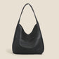 Black Retro PU Leather Tote Bag for Women - Casual Single Shoulder Crossbody Bag