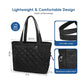 Black Large Quilted Tennis Tote Bag with Shoe Compartment - Waterproof Lightweight for Men and Women