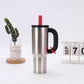 Steel Color 40oz Macron Stainless Steel Insulated Tumbler with Handle and Straw - 14.8 x 10.5 x 28 cm Large Capacity Car-Friendly Travel Mug