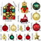 Bear 72-Piece Christmas Bauble Set - Hand-Painted House and Round Ornaments