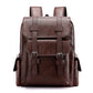 Dark Brown Large-Capacity PU Leather Backpack - Stylish Business & Travel Companion