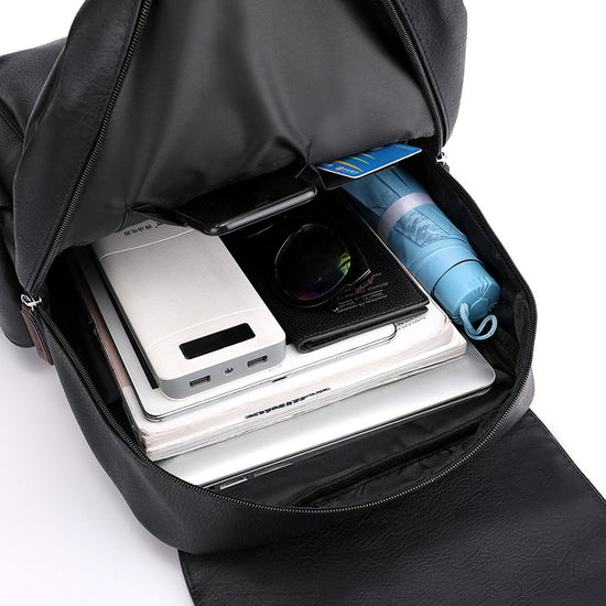 Light Brown Large-Capacity PU Leather Backpack - Stylish Business & Travel Companion