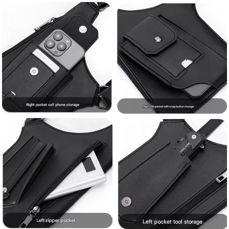 Brown Tactical Underarm Shoulder Holster Bag - Anti-Theft Double Pouch Vest Pack for Men