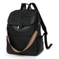 Black Stylish Anti-Theft Backpack for Women - Vintage PU Leather Convertible Rucksack & Shoulder Bag