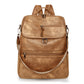 Yellow Stylish Anti-Theft Backpack for Women - Vintage PU Leather Convertible Rucksack & Shoulder Bag