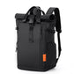 Black Urban Explorer Roll-Top Backpack - Water-Resistant Large Capacity Bag for Travel, Work & Laptop