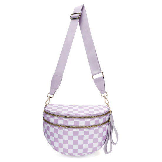 Light Purple Checkered Trendy Sling Bag - Women&