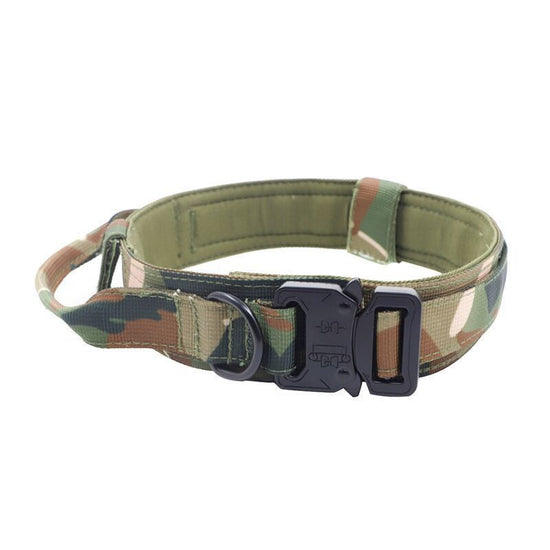 XL Camouflage Tactical Dog Collar - Heavy Duty Nylon Pet Collar for Medium & Large Dogs, Adjustable (3.8cm Width)