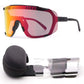 Black Frame Red Tablet Oversized Shield Cycling Sunglasses - Wide Vision UV400 Sports Eyewear for Road & MTB