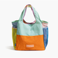 Orange Vibrant Colorblock Foldable Tote Bag Lightweight Reusable Shopping Shoulder Bag