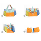 Purple Vibrant Colorblock Foldable Tote Bag Lightweight Reusable Shopping Shoulder Bag