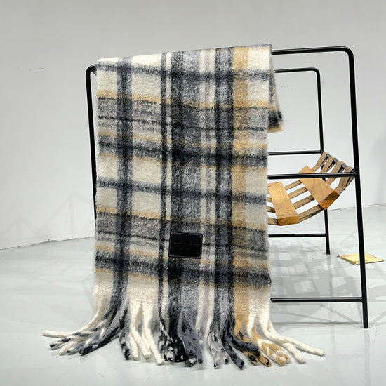 Grey-white Plaid Color-Block Women&