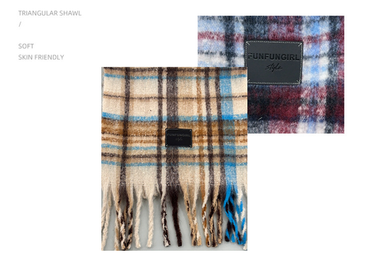 Grey-white Plaid Color-Block Women&