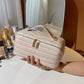 White Chic Croc-Embossed Travel Makeup Case Large Capacity Cosmetic Organizer Bag
