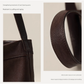 Black Minimalist Vintage-Style PU Leather Shoulder Bag Casual Commuter Tote