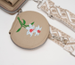 Beige Chic Floral Embroidered 2-in-1 Crossbody Phone Bag with Coin Purse