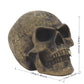 Mystic Runic Skull Statue with Gold Fang - Hand-Painted Resin Figurine for Gothic & Halloween Decor