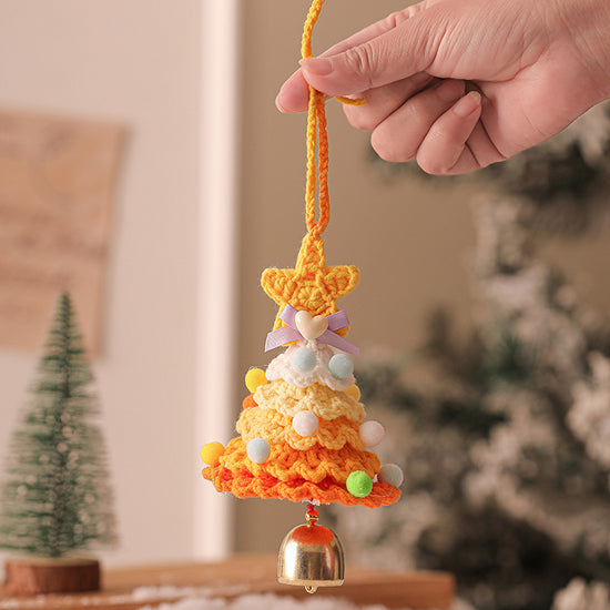 2PCS Multicolor-purple Handmade-Style Crochet Christmas Tree Ornament - Festive Plush Hanging Decor for Home & Car