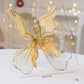 Gold Large Glitter Butterfly Christmas Ornaments (Set of 2) - Clip-On Decorations for Trees & Wreaths