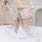 Champagne Gold Large Glitter Butterfly Christmas Ornaments (Set of 2) - Clip-On Decorations for Trees & Wreaths