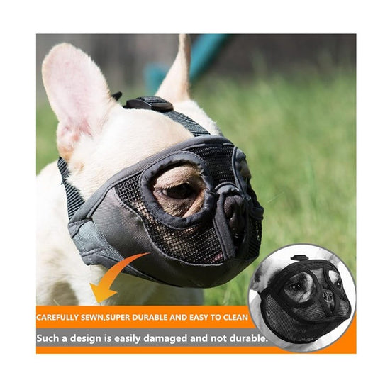 Green Adjustable Breathable Mesh Dog Muzzle for Short-Nosed Breeds(Size L)