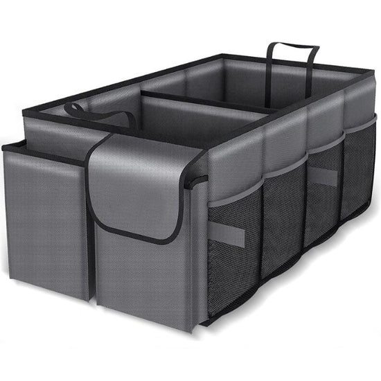 Grey Car Trunk Storage Box - Foldable Organizer