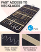 Black Hanging Jewelry Organizer - Closet Storage for Necklaces, Earrings, and Rings with Clear Pockets(14*33inch)