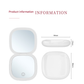 2-piece Pink Portable LED Makeup Mirror - Rechargeable Compact with 3-Color Lights & 5x Magnification