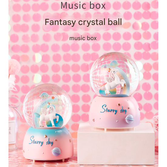 Enchanting Unicorn Snow Globe Music Box - Magical Starry Sky Musical Gift for Girls