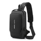 Black Modern Anti-Theft Sling Bag for Men - Crossbody Backpack with USB Port & Combination Lock
