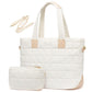 White New Large Capacity Tote Bag - Fashionable Quilted Women&