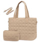 Khaki New Large Capacity Tote Bag - Fashionable Quilted Women&