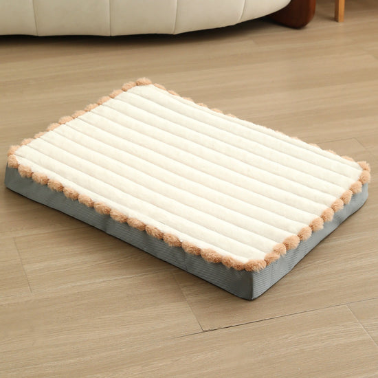 2-Piece White Sponge large pet bed - plush dog mat, detachable, washable, anti-slip base(50*40*8cm)