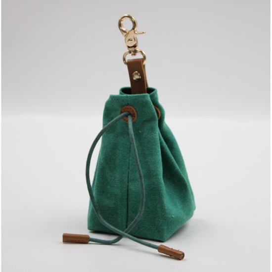 2-PCS Aqua Clip-On Canvas Dog Treat Pouch - Portable Drawstring Bag for Training & Walks