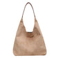 Beige Chic Faux Suede Tote Bag with Matching Pouch | Large Capacity Slouchy Shoulder Bag