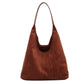 Brown Chic Faux Suede Tote Bag with Matching Pouch | Large Capacity Slouchy Shoulder Bag