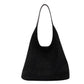 Black Chic Faux Suede Tote Bag with Matching Pouch | Large Capacity Slouchy Shoulder Bag