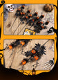 Halloween Black Twig & Pumpkin Stems (2-Pack) - Artificial Floral Picks for Spooky Arrangements