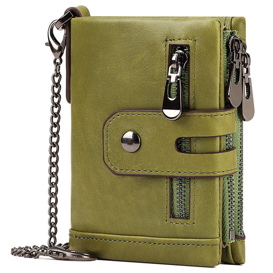 Green Genuine Leather Men&