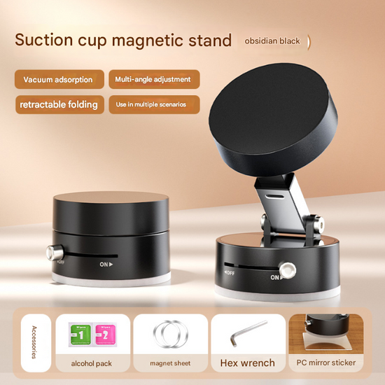 Black Multi-Functional Vacuum Suction Cup Stand - Foldable, Extendable Kitchen Lazy Person&