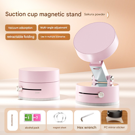Pink Multi-Functional Vacuum Suction Cup Stand - Foldable, Extendable Kitchen Lazy Person&