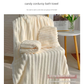 Blue Plush Ribbed Coral Fleece 3-Piece Towel Set - Ultra Soft & Absorbent Bath, Hand Towel and Hair Wrap