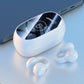 White Open-Ear Ear-Clip Wireless Earbuds, Bluetooth 5.3 Headphones with LED Digital Display, Hi-Fi Stereo Sound & HD Mic for Sports and Calls