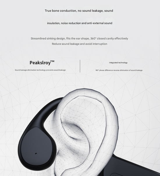 Black IPX8 Waterproof Swimming Headphones - Bone Conduction with 32GB MP3 Player
